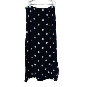 Free People Skirt Button Up Black with White Polka Dots Size 2